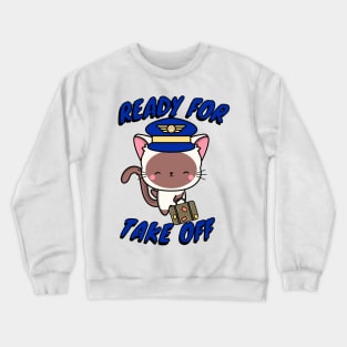 Pilot White cat Crewneck Sweatshirt